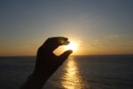 平戸　生月　水平線の夕日　